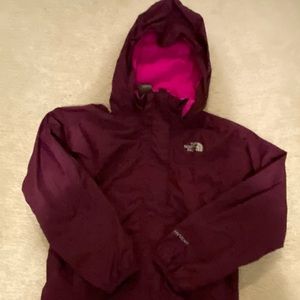 The North Face magenta rain coat